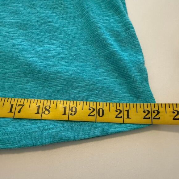 NEW Soft Surroundings Erin Tunic Top Teal Blue Linen Blend Ruffle Sleeve Top SzM - Picture 8 of 15